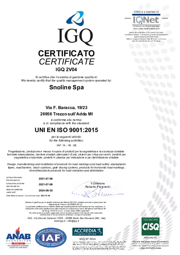 IGQ Certificate IGQ 2V04